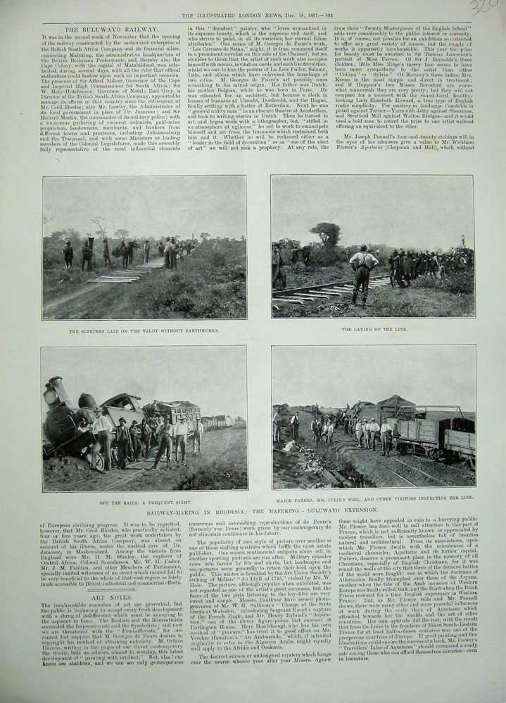 Original Old Antique Print 1897 Railway Train Rhodesia Buluwayo Sleepers Pazera
