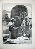 Old Antique Print 1897 South Africa People Caravan Natives Chicken Soper 19th