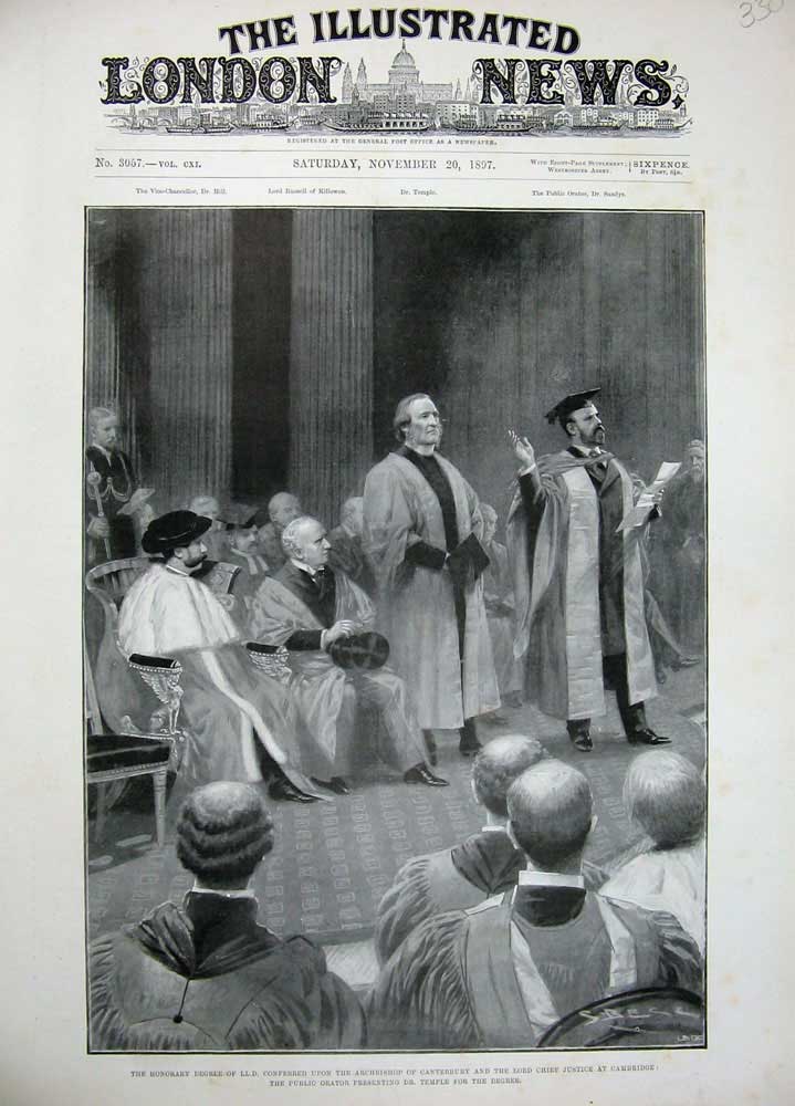 Old Antique Print 1897 Archbishop Canterbury Chief Justice Cambridge Men 19th