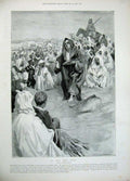 Original Old Antique Print 1897 Arab Story Teller People Costumes Warwick Goble