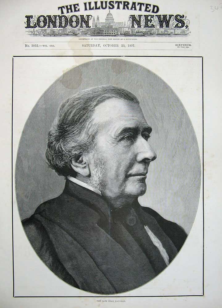 Original Old Antique Print 1897 Portrait Man Dean Vaughan 19th