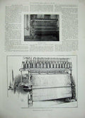 Original Old Antique Print 1897 Millar Loom Weft Carriers Machinery Wool 19th