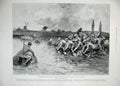 Old Antique Print 1897 Crossing River Infantry Military Manoeuvre Germany 19th