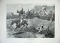 Original Old Antique Print 1897 Cub Hunting Shires Horses Hounds Jumping Sport