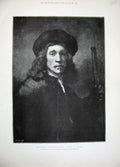 Original Old Antique Print 1897 Fine Art Portrait Man With A Stick Rembrandt