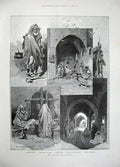 Original Old Antique Print 1897 Prison Tangier Moorish Sier Montbard Fine Art