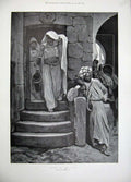 Old Antique Print 1897 Canton Woodville Men Going To The Well Water Art 19th