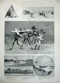 Antique Old Print 1897 Soudan War Camels Forts Berber Sirdar Merawe Women 19th
