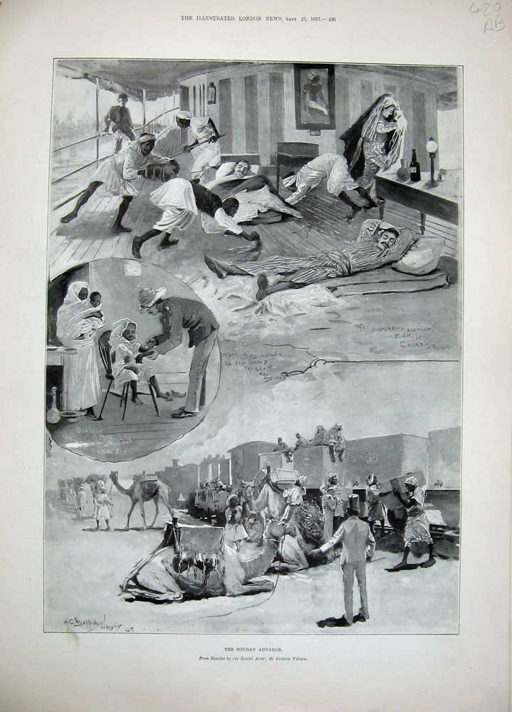 Old Antique Print 1897 Soudan War Camel Dervish Wady Mahommed Ezzam Men 19th