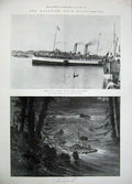 Original Old Antique Print 1897 Klondike GMining Yukon River Ship Excelsior