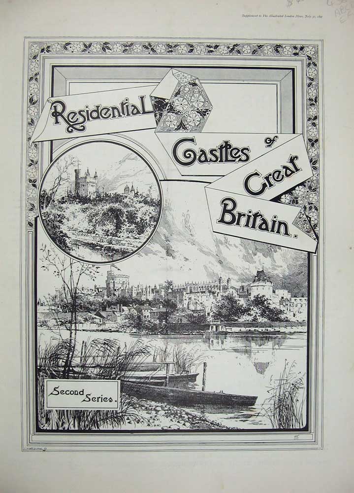 Old Antique Print 1897 Castle Alnwick Thurso Belvoir Balmoral Dunrobin 19th