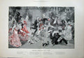 Antique Old Print 1897 Christmas Party Games Children Fashion Dresses Art 19th