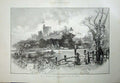 Antique Old Print 1897 View Royal Windsor Castle River Thames Railton Art 19th