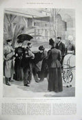 Antique Old Print 1899 Ice Harvest Davos Queen Cimiez Zoological Lion Cub 19th