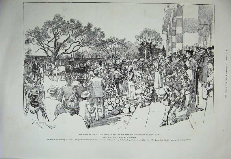 Old Antique Print 1899 Birket Foster Kite Country Children Cimiez Gourd 19th