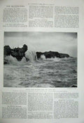 Old Antique Print 1899 Nice France Horse Carriage Flowers Hastings Storm 19th
