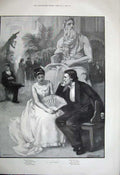 Antique Old Print 1899 Lighthouse Jamaica Kingston Man Woman Romance Ball 19th