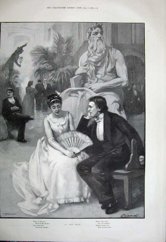 Antique Old Print 1899 Lighthouse Jamaica Kingston Man Woman Romance Ball 19th