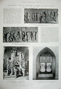 Original Old Antique Print 1899 Tomb Christopher Columbus Salamanca Monument