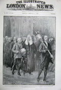 Old Antique Print 1899 Parliament Commons Black Rod Lobby Men House Lords 19th