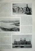 Old Antique Print 1899 Isle Wight Hospital Reservoir Plymouth Bank Madras 19th