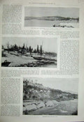 Original Old Antique Print 1899 GMining Atlin Columbia Lake Pine Creek Boats
