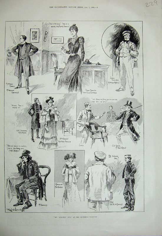 Original Old Antique Print 1899 Criterion Theatre My Sier Boy Grossmith Mendle