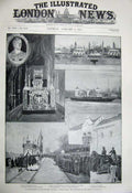 Original Old Antique Print 1899 Christopher Columbus Santa Maria Seville Genoa