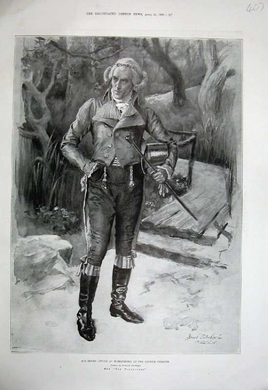 Old Antique Print 1899 Henry Irving Robespierre Lyceum Theatre Partridge 19th