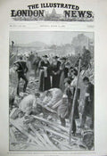 Old Antique Print 1899 Bomb Explosion Toulon War Searching Dead Priests 19th
