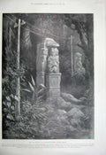 Original Old Antique Print 1899 Fine Art Stone Statue Nicaraguan Forest America
