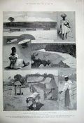 Old Antique Print 1899 Sierra Leone Captain Carleton Freetown Lokko Boat 19th