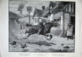 Original Old Antique Print 1899 Riding Horse Fire-Engine Country Village House