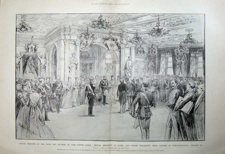 Antique Old Print 1899 Silver Wedding Duke Saxe-Coburg Gotha Melton Prior 19th
