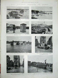 Old Antique Print 1900 Floods Rome Ponte Nomentano Tiberina Piazza Vesta 20th