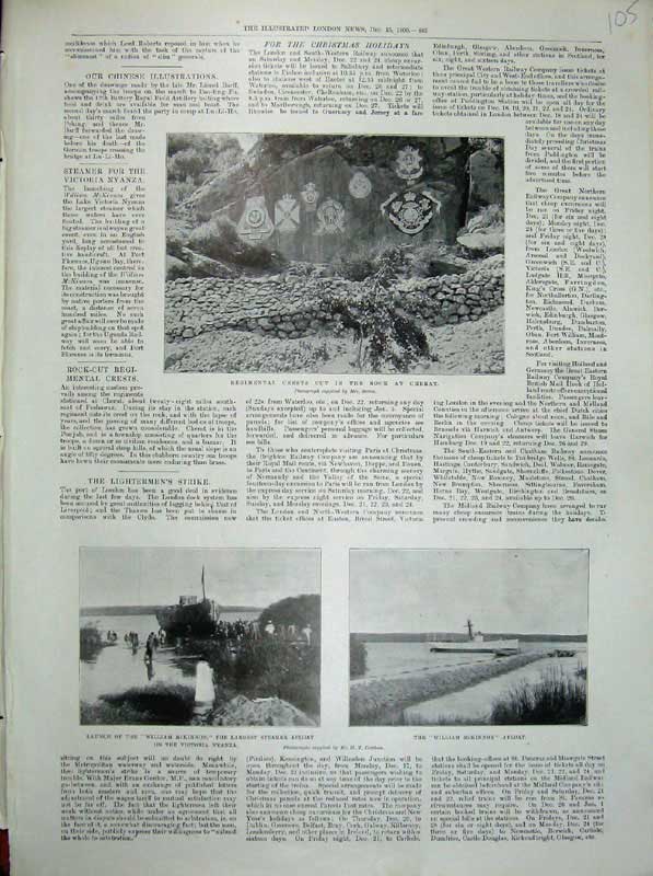 Old Antique Print 1900 Regimental Crests Rock Cherat Ship Mckinnon Nyanza 20th