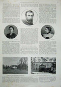 Original Old Antique Print 1900 General Redvers Buller Home Downes Crediton War