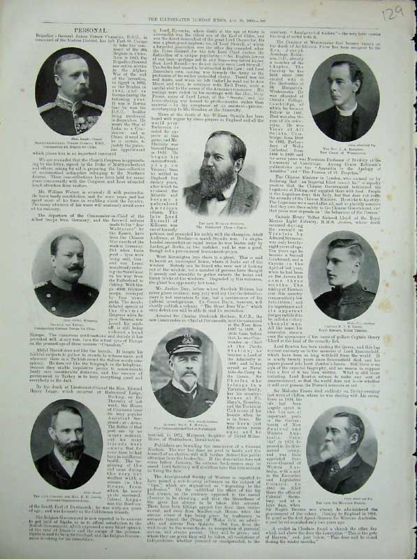 Old Antique Print 1900 Robinson Llyod Fraser Legge War Men Lessel Cummins 20th
