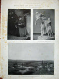 Old Antique Print 1900 Royal Academy Brown Lucas Davis Sheep Statue Art 20th