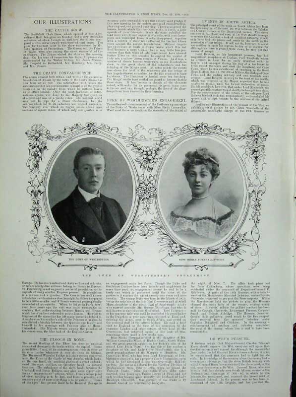 Antique Old Print 1900 De Wet Lancers Troopers War Horse Duke Westminster 20th