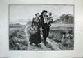 Old Antique Print 1900 Deer Hind Shooting Sport Farm Labourer Man Wife 20th