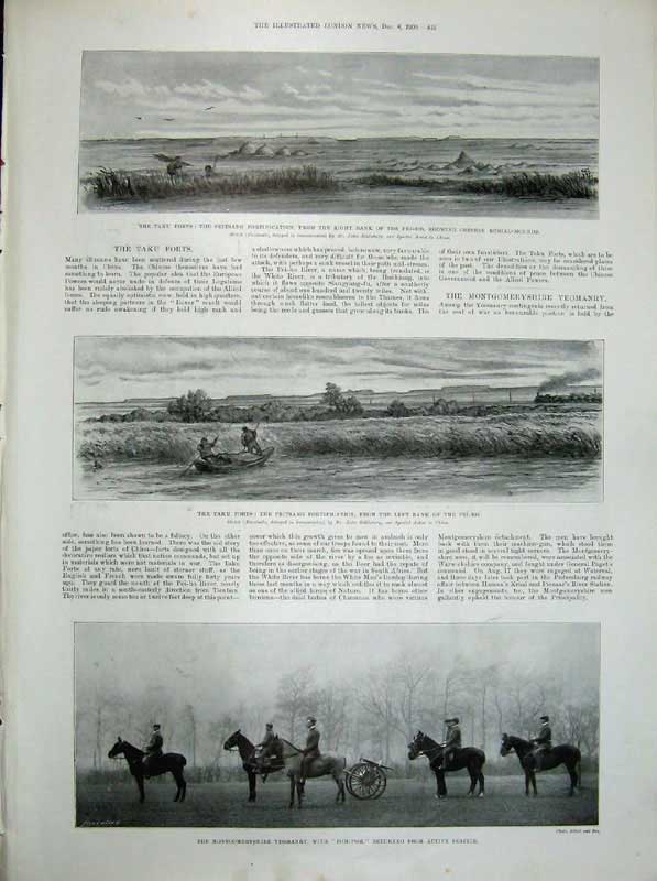 Original Old Antique Print 1900 Scots Guards Africa Komati Poort Yeomanry Taku
