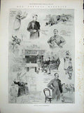 Antique Old Print 1900 Wedding Guest Garrick Theatre General Election Men 20th