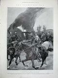 Old Antique Print 1900 Manchester Post Office Transvaal War Horses Fire 20th