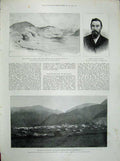 Old Antique Print 1900 China Bananas Colombo Christians Tientsin Burger 20th