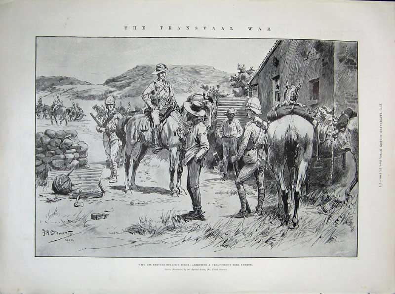 Old Antique Print 1900 Texas Galveston Texas Hurricane Bullers Boer Farm 20th