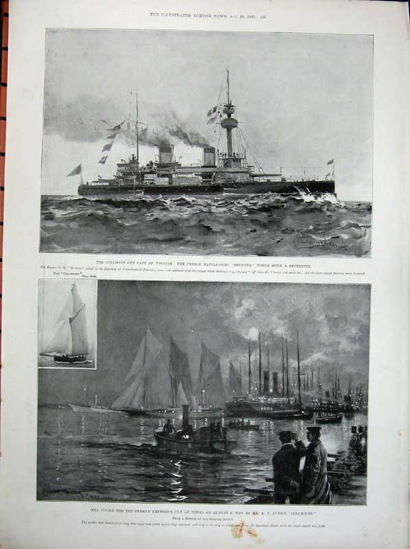 Old Antique Print 1900 Charles Russell Baron Killowen Ship Brennus War 20th