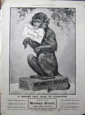 Original Old Antique Print 1900 Advertisement Brokkes Monkey Brand Washing Soap