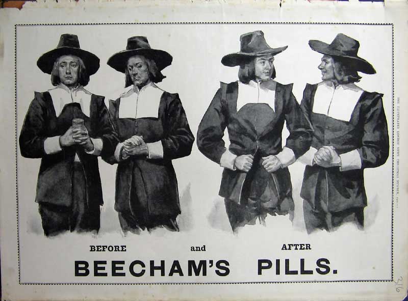Old Antique Print 1900 Advertisement Beecham'S Pills Men Suits Medicine 20th