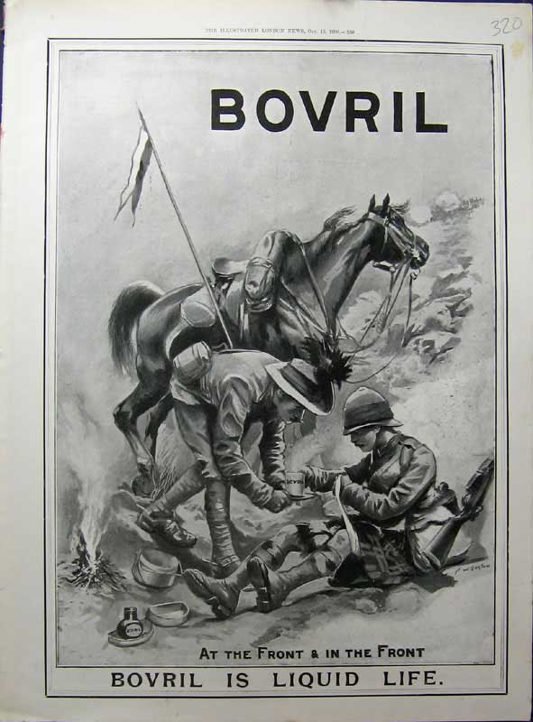 Original Old Antique Print 1900 Advertisement Bovril Liquid Drink Army Men Sier